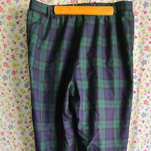 Vintage Pendleton Plaid Wool Pants Size 12 Green and Blue - Picture 3 of 7